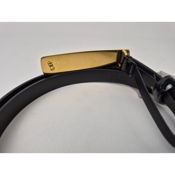 Tom Ford Women\'s Gold Bar Black Patent Leather Belt Size 95